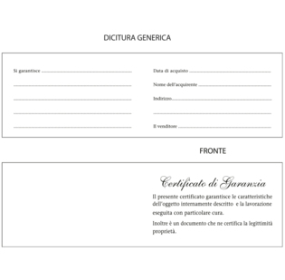Garanzia Stella con foglietto interno applicato con dicitura generica. Confezione da 100 garanzie.