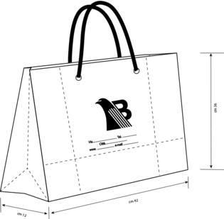 Borsa Itaca carta opaca stampa a caldo da 1 lato cm 42 x 36 + 13 con corda in tinta 