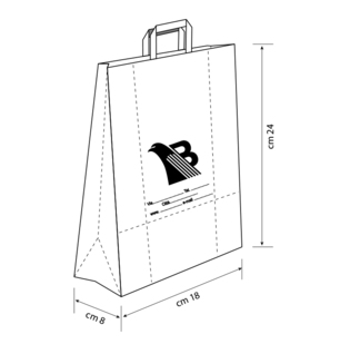 Borsa Emma sealing avana cm 18 x 24 + 8 stampa a caldo da 1 lato maniglia piatta