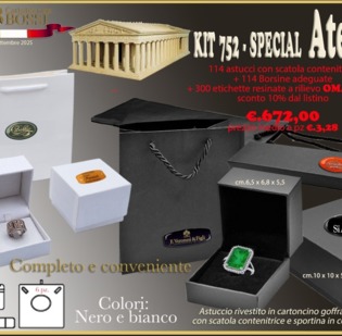 KIT COMPOSTO DA 114 ASTUCCI SENZA LOGO CON SACCHETTI + 300 ETICHETTE RESINATE IN OMAGGIO