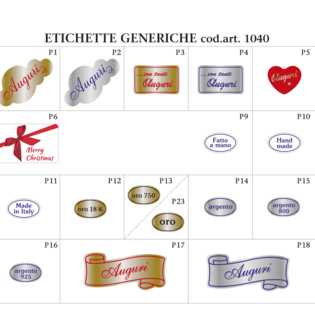 Etichette Adesive generiche per ricorrenze. Precisare il numero di etichetta richiesta.