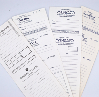 Buste per riparazioni formato cm 10 x 28 con 2 ricevute staccabile in carta Kraft Bianca gr 80