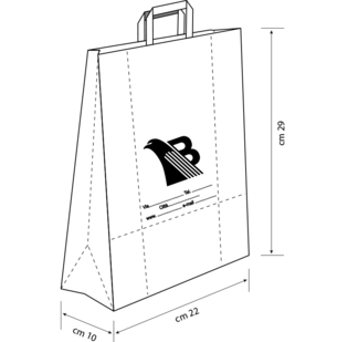 Borsa Emma sealing avana cm 22 x 29 + 10 stampa a caldo da 1 lato maniglia piatta