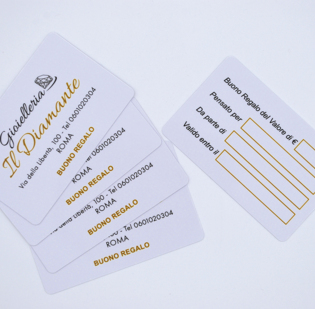 Tessera regalo plastificata e personalizzata stampa fronte e retro