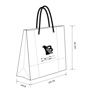 Borsa Itaca carta opaca stampa a caldo da 1 lato cm 16 x 24 + 8 con corda in tinta 