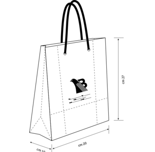 Borsa Itaca carta opaca stampa a caldo da 1 lato cm 24 x 32 + 10 con corda in tinta 