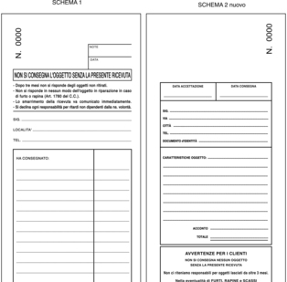 Buste per riparazioni formato cm 10 x 23 con 2 foglietti copianti applicati