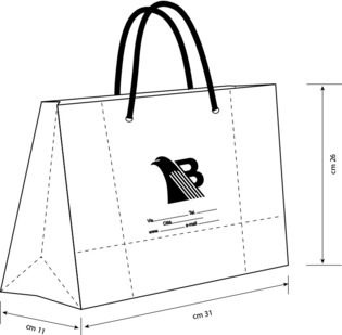 Borsa Nicosia carta goffrata plastificata lucida personalizzata cm 31 x 26 + 12 maniglia corda in tinta