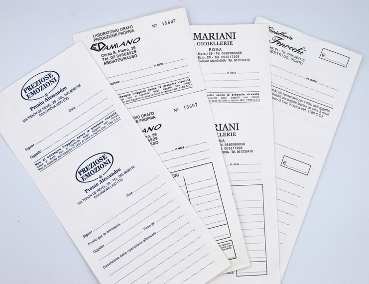 Buste per riparazioni per preziosi con 1 o 2 ricevute staccabili personalizzate con logo e numerate - 1 di 5
