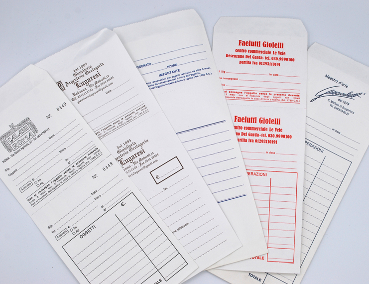 Buste per riparazioni per preziosi con 1 o 2 ricevute staccabili personalizzate con logo e numerate - 2 di 5